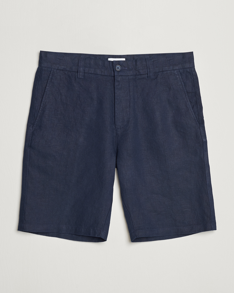 NN07 Crown Linen Shorts Navy Blue