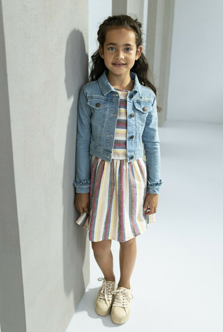 LIKE FLO multi like flo mini jurk yd linnen ss dress