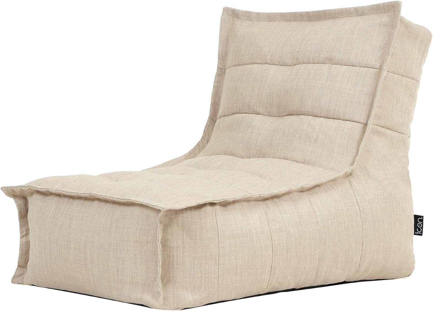 Icon Dolce Sitzsack-Liege für Erwachsene, Beige, Indoor Outdoor Sitzsack mit Füllung, Bean Bag, Wasserabweisender Stoff, Bequemer Sessel für Wohnzimmer, Lounge, Schlafzimmer, Garten