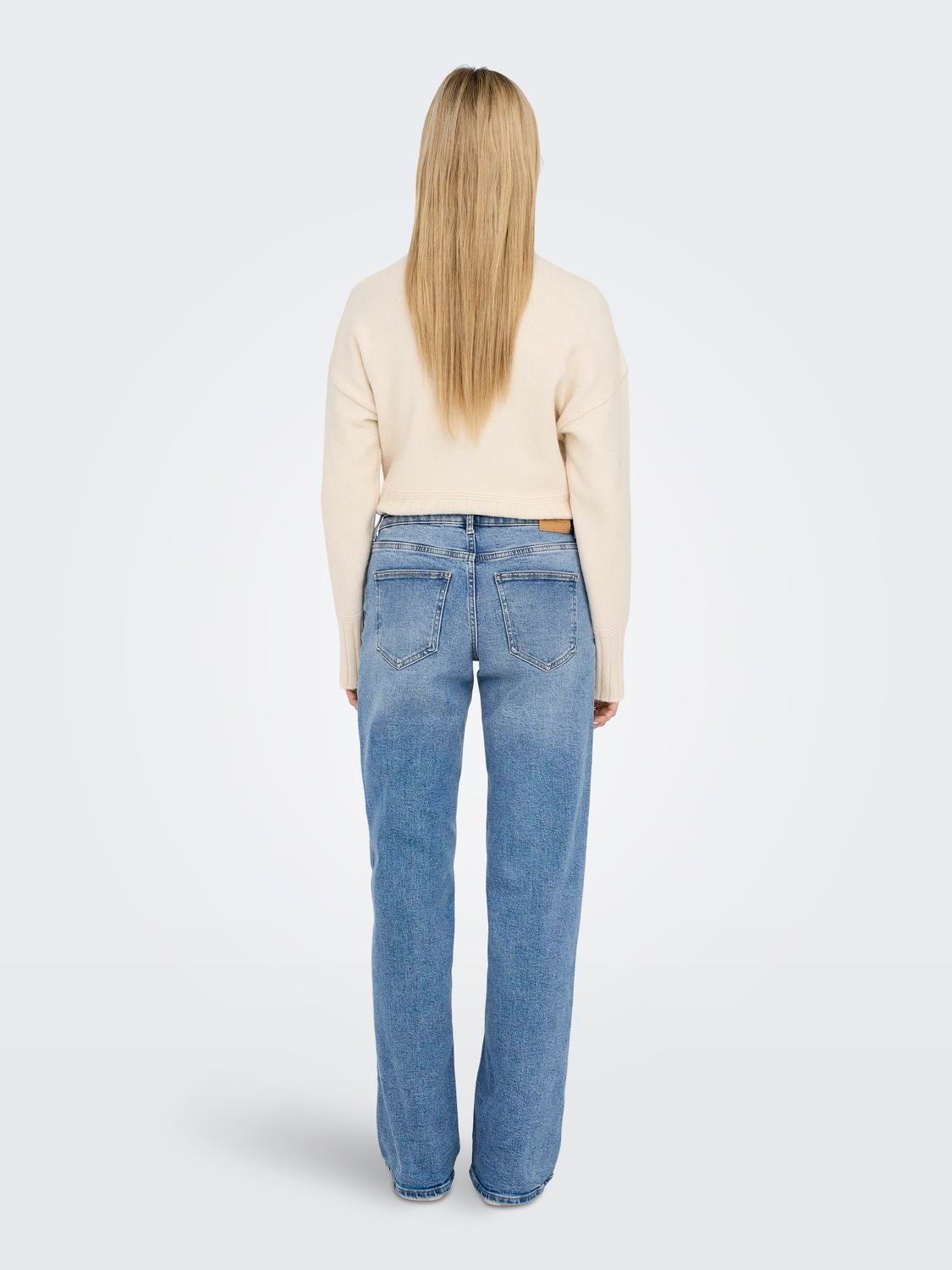 ONLJUICY Niedrige Taille Gerade geschnitten Jeans Light Blue Denim
