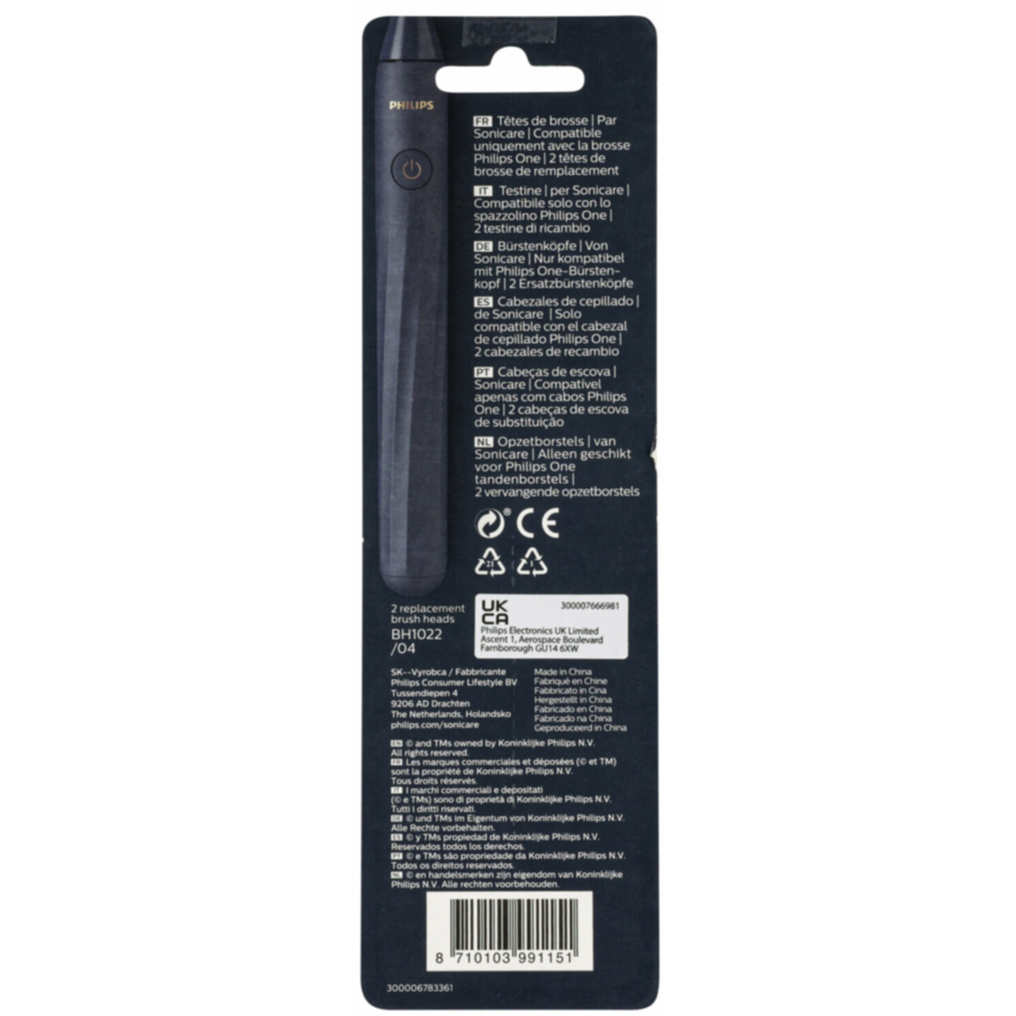 Bürstenkopf Philips One, 2er Pack, blau BH1022/04