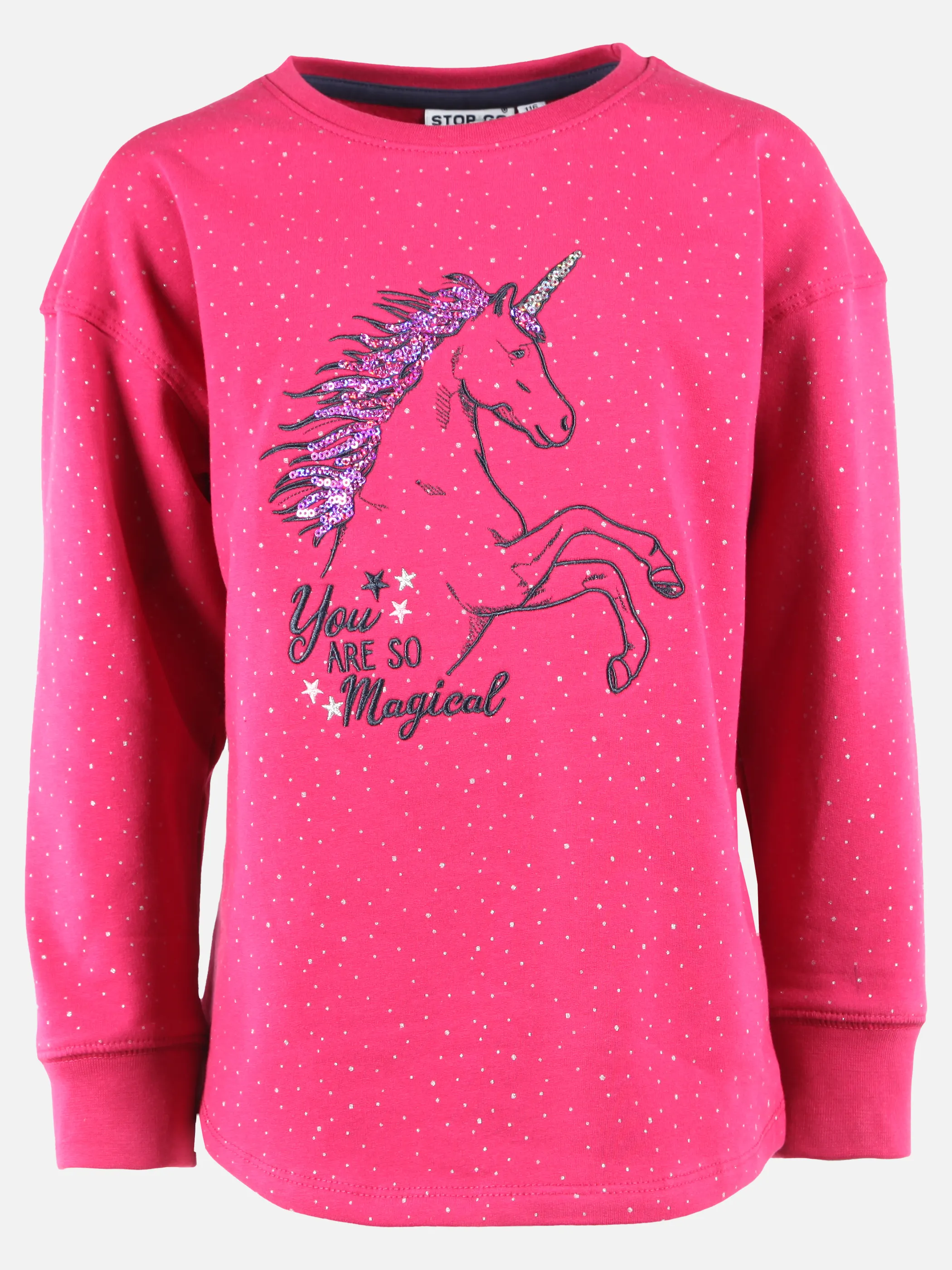 Mädchen Sweatshirt mit Paillettenmotiv und Stickerei