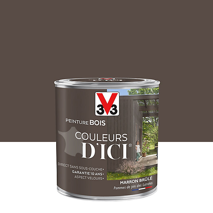 Peinture extérieure bois Couleurs d'ici marron brûlé Velours V33 0,5L