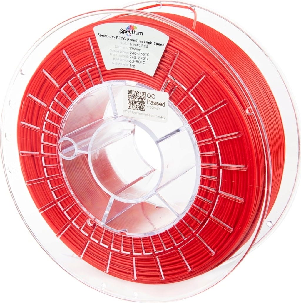 Spectrum  PETG Premium High Speed Heart Red, 1,75 mm / 1000 g    Der Turbo für den 3D Druck in Heart Red