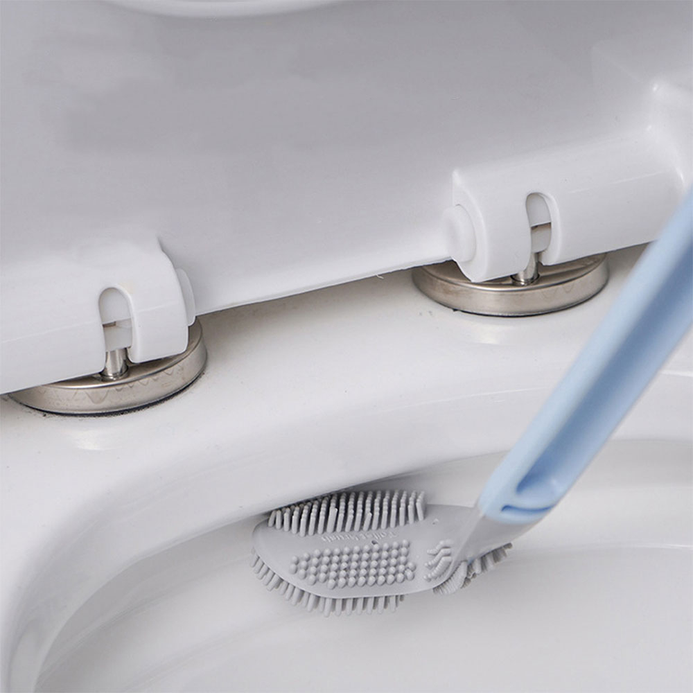 (47cm) WC Bürste Flexibler Toiletten Abfluss Reiniger mit Golfkopf   Wandhalterung - Weiss / Grau