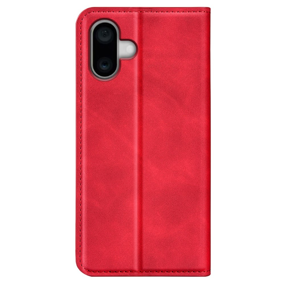iPhone 16 Vintage Leder Tasche Flip Cover Fashion Design - Rot