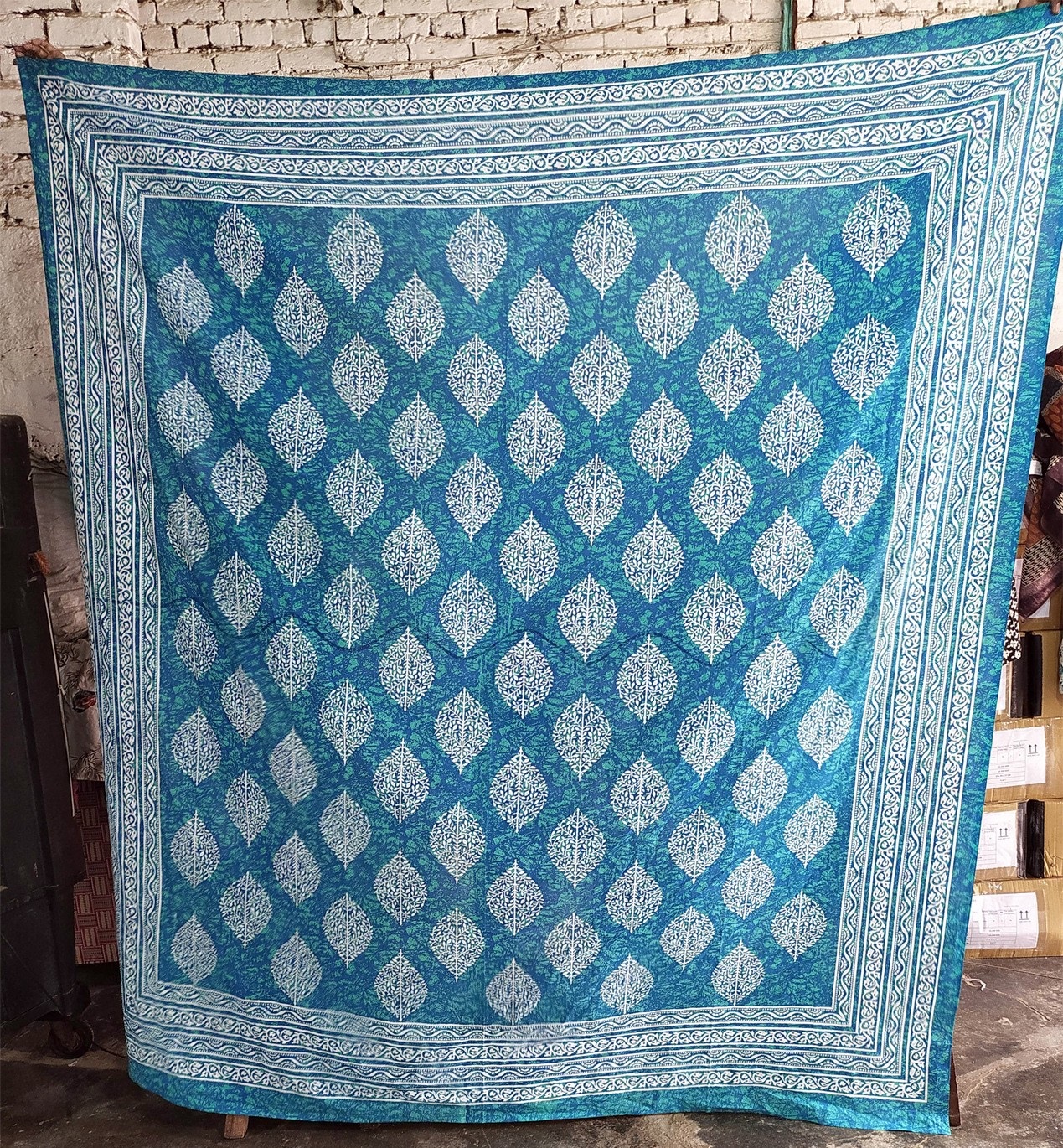 Multifunktionstuch blau-weiß, L 240 cm, B 213 cm von fischer's lagerhaus