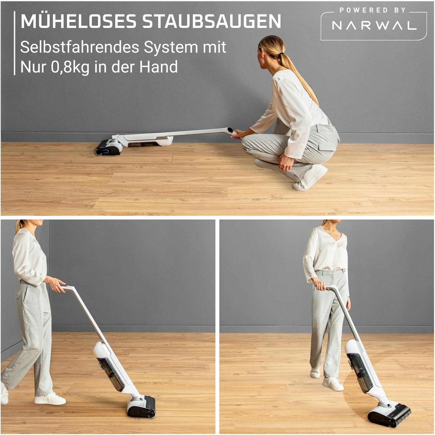 Rowenta X-Clean 10, kabelloser Akku-Nass-Trockensauger, Saugwischer selbstreinigend und -trocknend, Nasssauger Ultraleicht: nur 0,8 kg in der Hand, Waschsauger mit 60 min Laufzeit, weiß, GZ7540WO