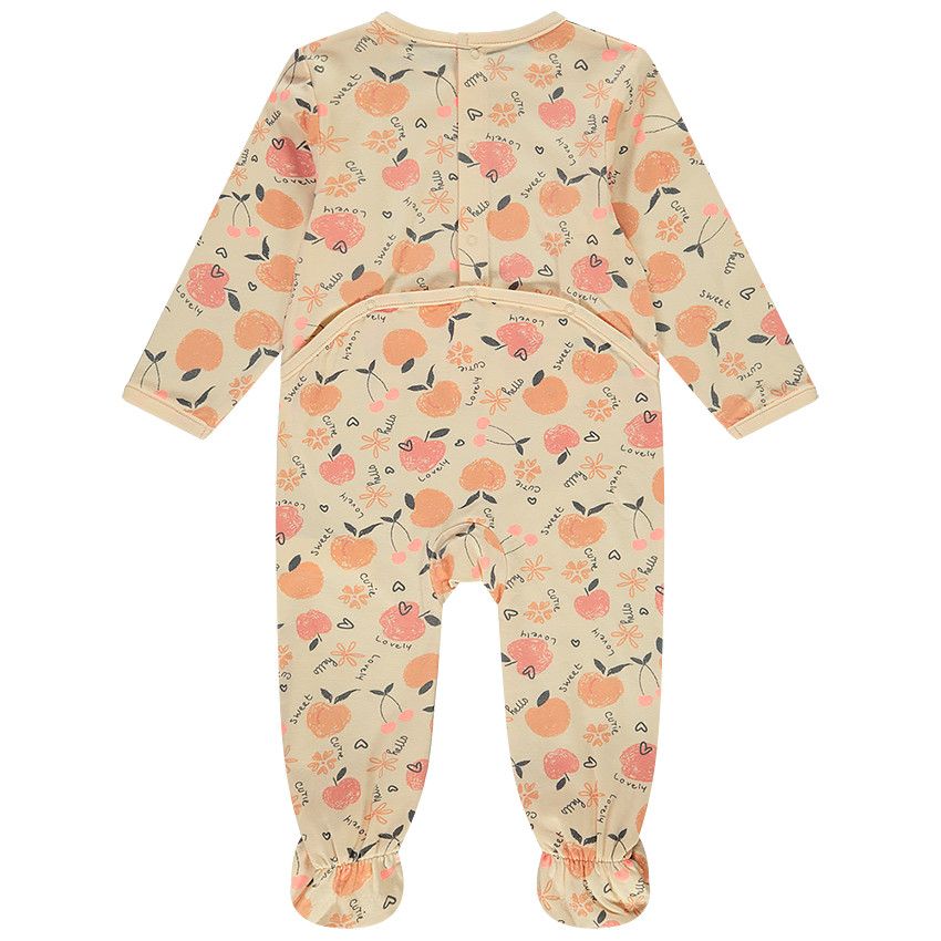 Lot de 2 dors-bien en jersey imprimé pêches pour bébé fille - Rose