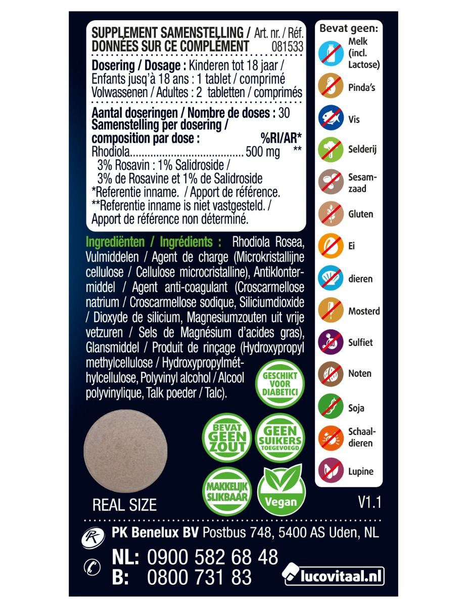 Lucovitaal Rhodiola Rosea (60 tabletten)