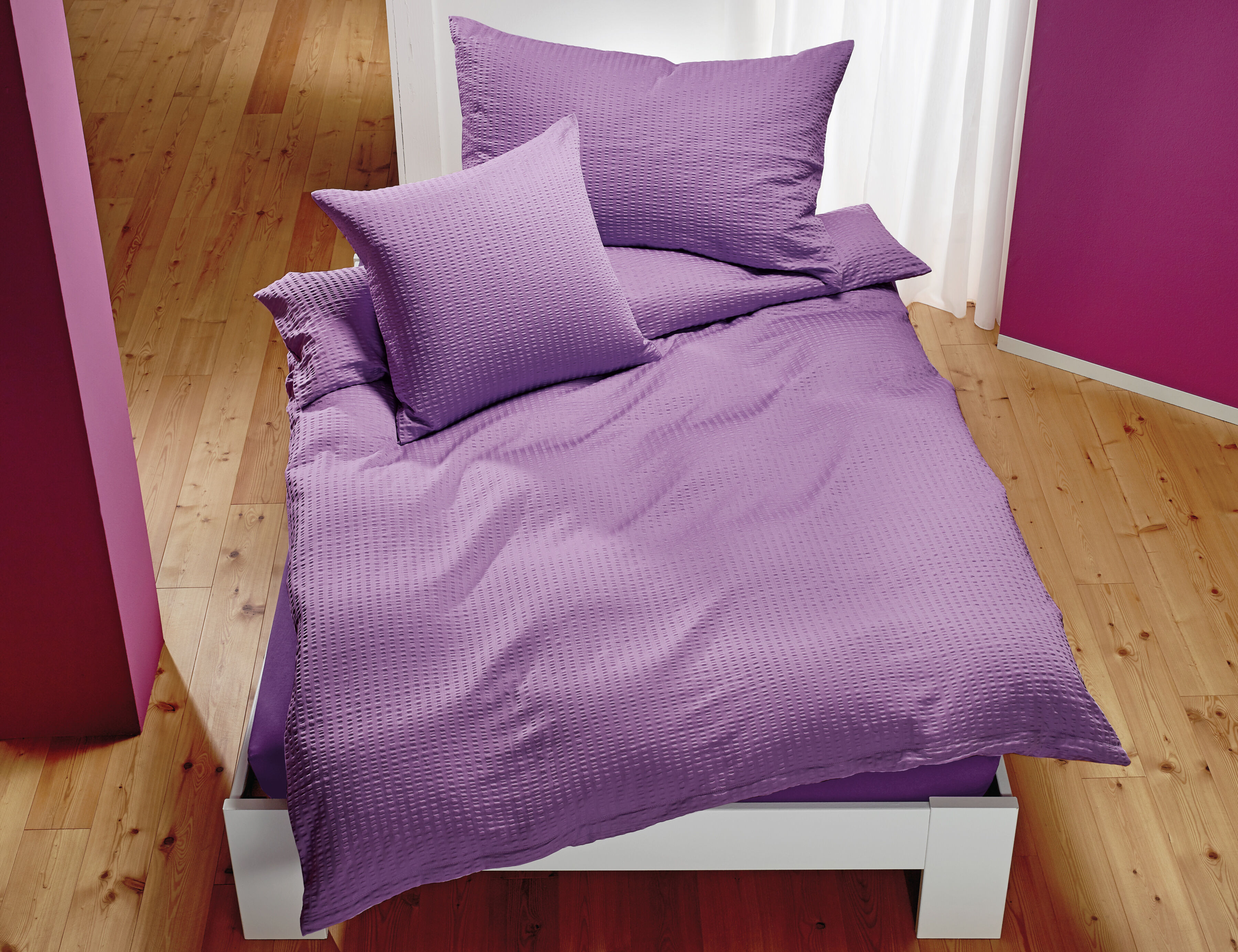 Bettwäsche Uni Satin-Seersucker