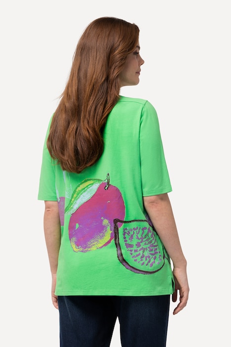 T-Shirt, Früchte, U-Boot-Ausschnitt, Halbarm