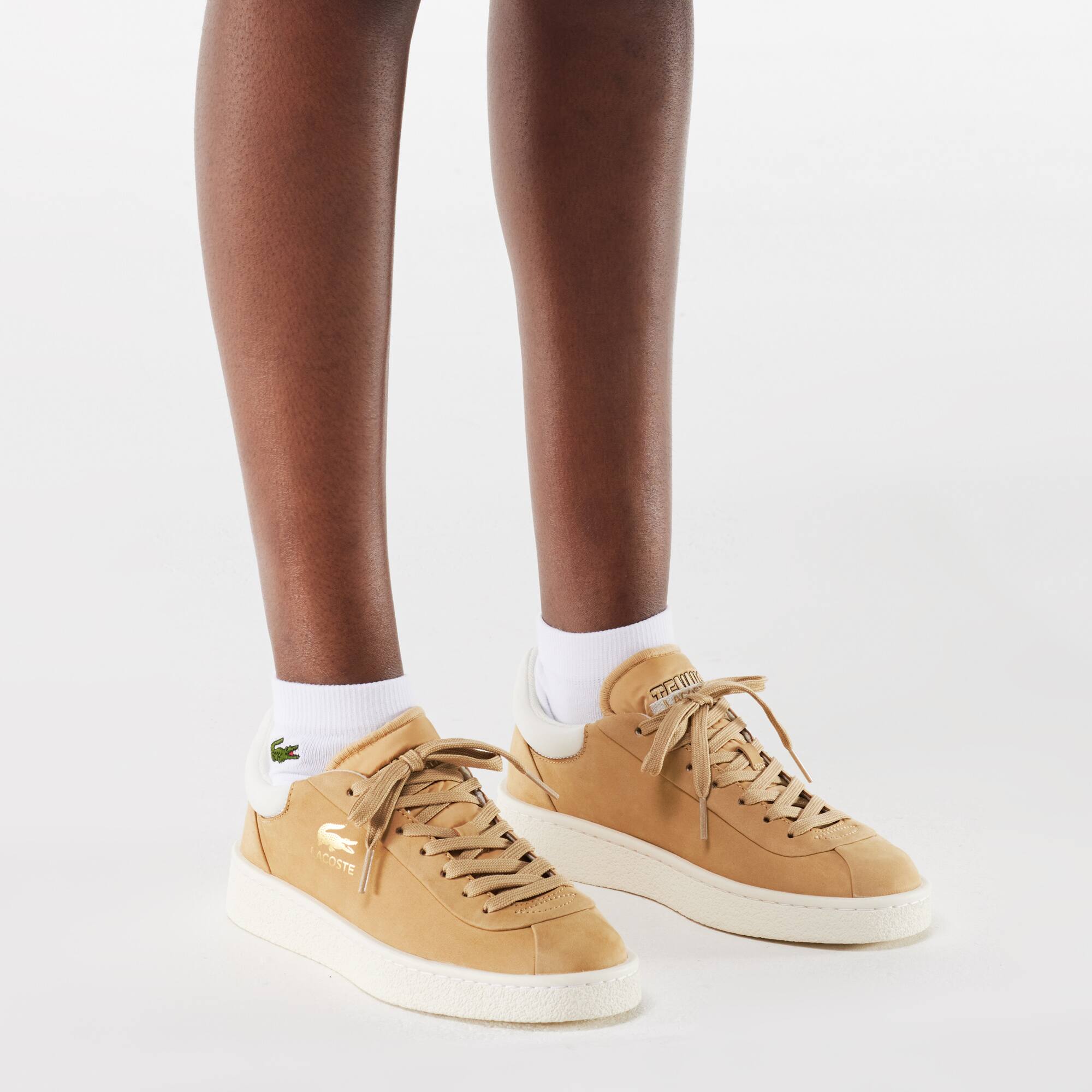 Damen-Sneakers Baseshot aus Premium-Leder Sneakers - Beige - Lacoste - Damen