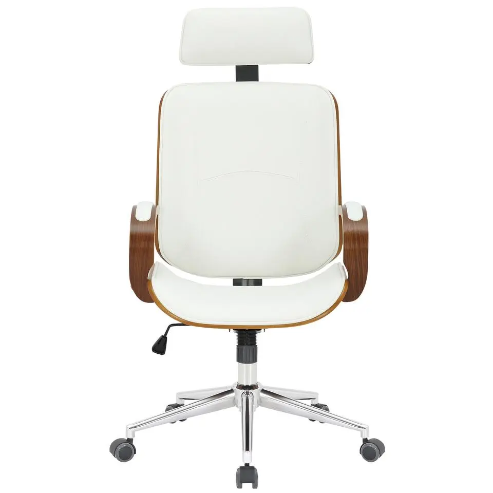CLP Bureaustoel Dayton walnoot Frame - Kunstleer - walnoot/wit