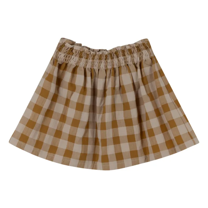 Babe & Tess Jupe Vichy Smockée | Camel