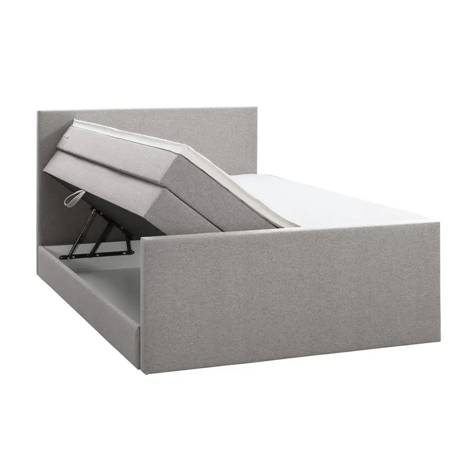 Boxspring met opbergruimte en voetbord Liv egaal - lichtgrijs - 180x200cm