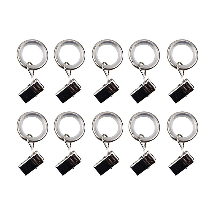 Ensemble d'anneaux GoodHome 10 mm avec clip en nickel brossé Nisis
