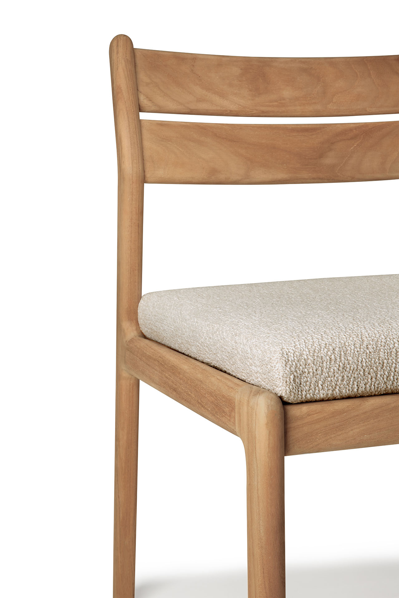 Teak Jack stoel zonder armleuning - outdoor  - met naturel kussen