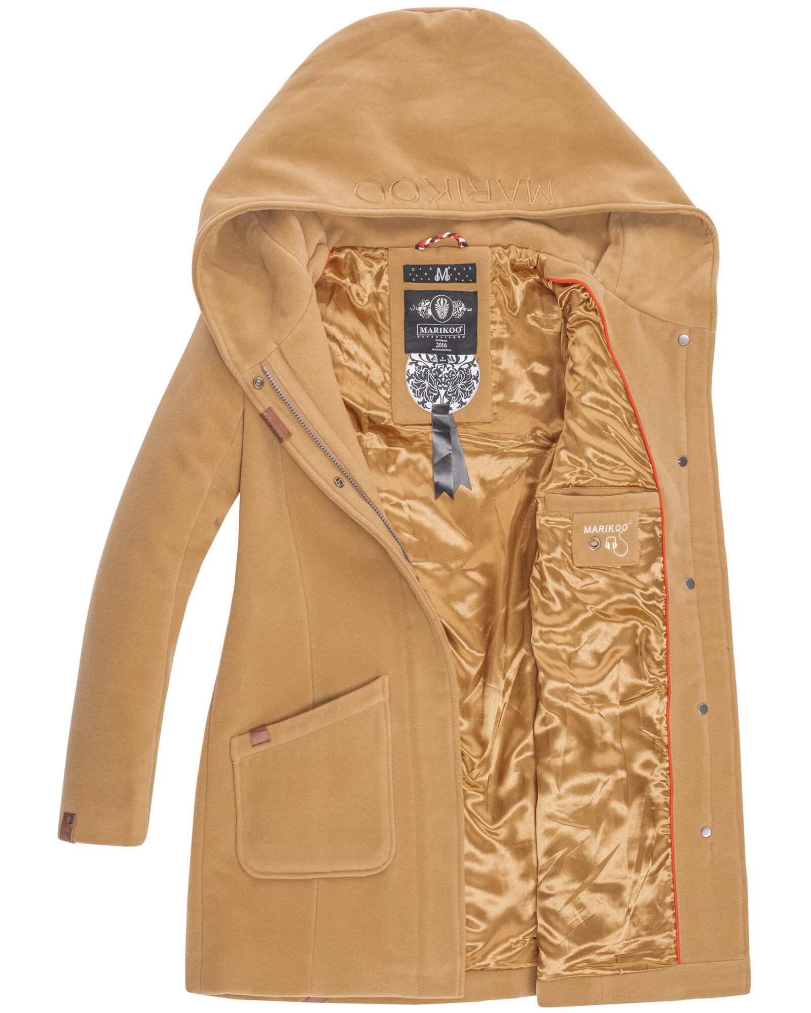 MARIKOO Damen Hochwertiger Wintermantel Mantel Trenchcoat Mit Kapuze Maikoo