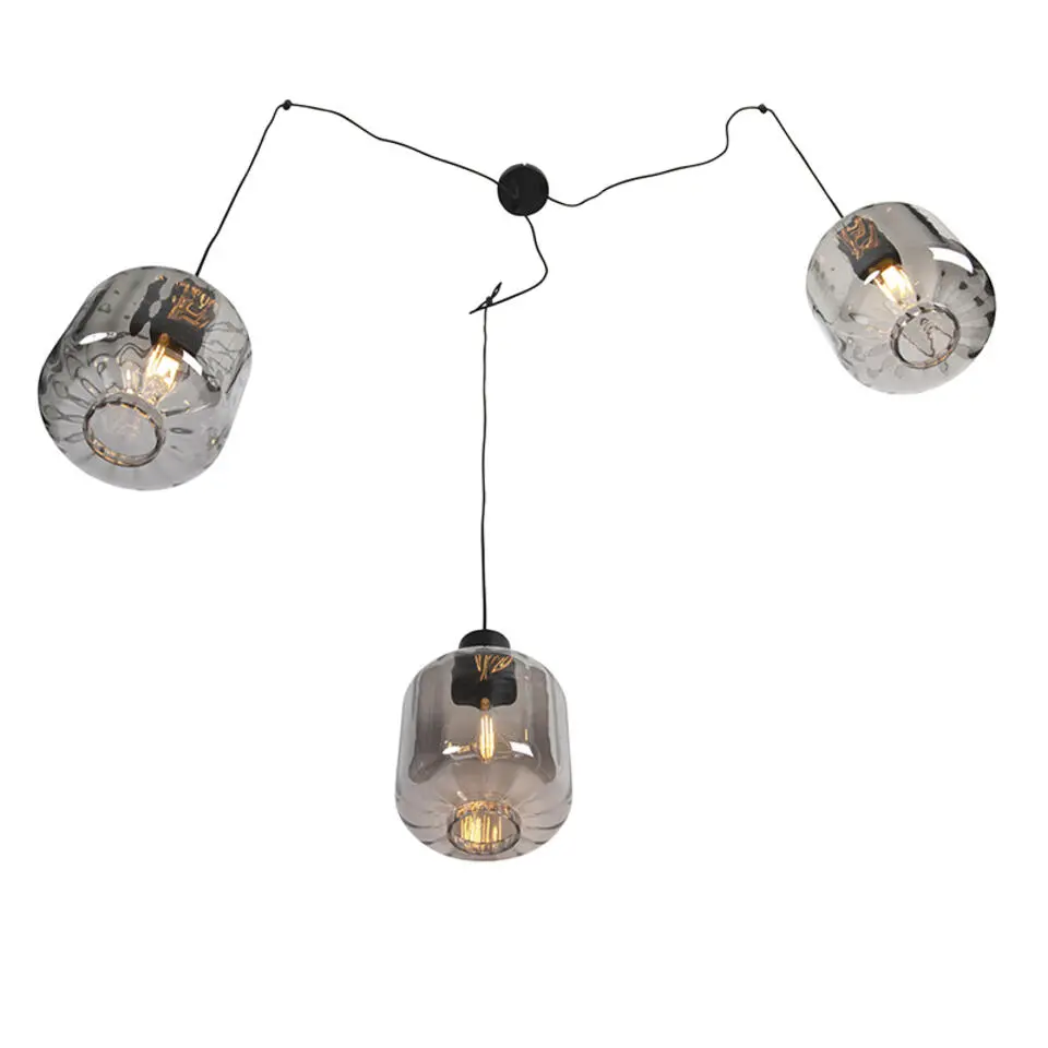 Qazqa hanglampen qara zwart e27