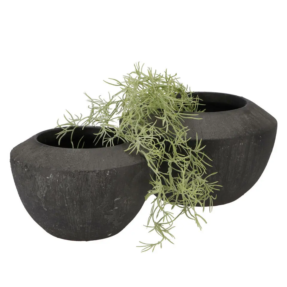 DK Design Bloempot model Maya - verweerd zwart - D20 x H13 cm - rustiek