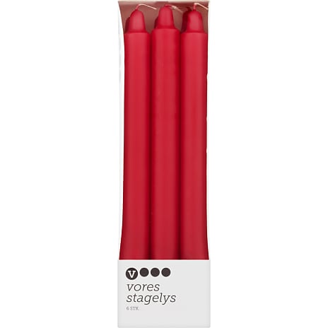 Salling stagelys 2,2x24 cm 6-pak - rød