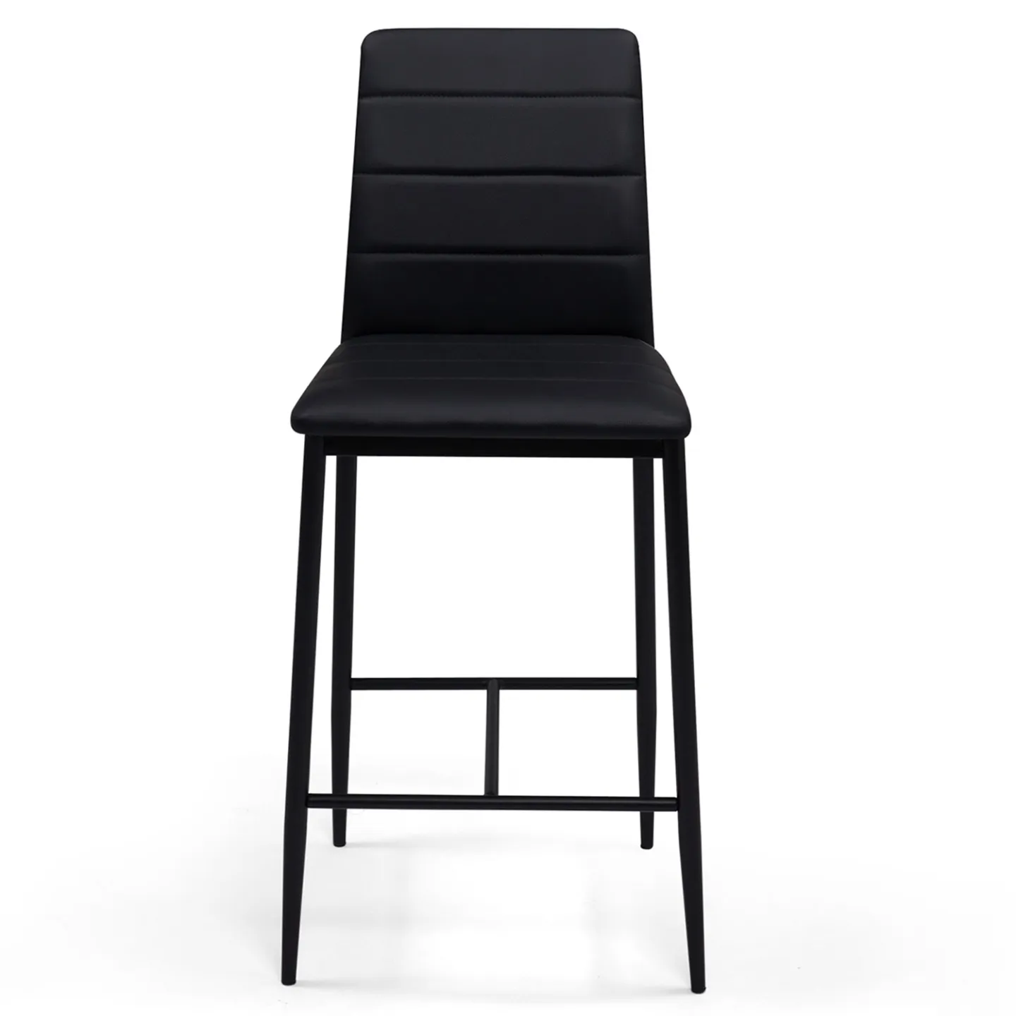 Lot de 4 tabourets ROMANE en PVC noir design contemporain chaises de bar rembourrées