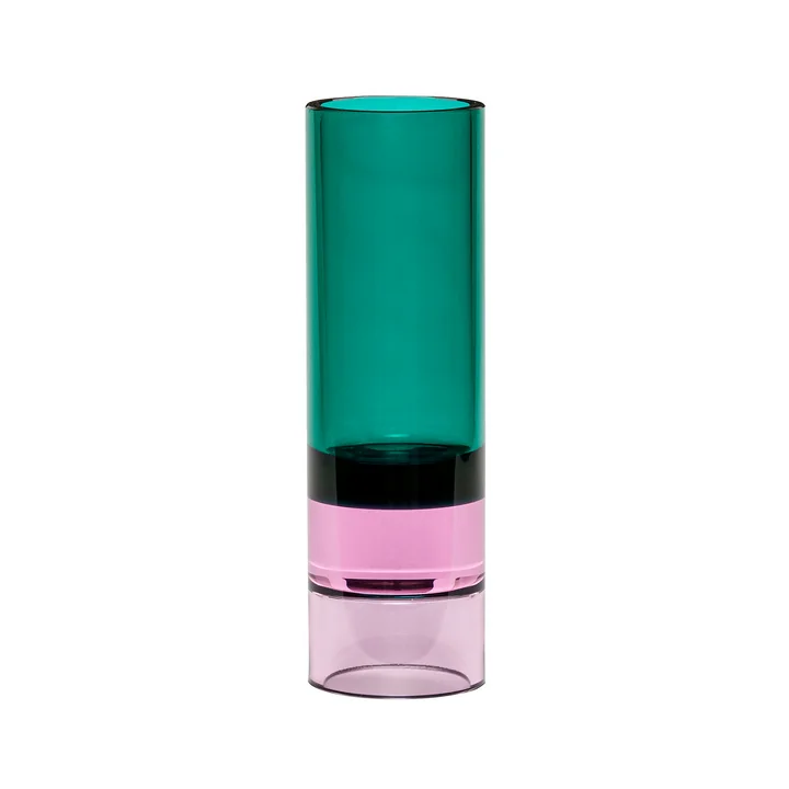 Hübsch Interior - Kristall Teelichthalter / Vase, grün / pink