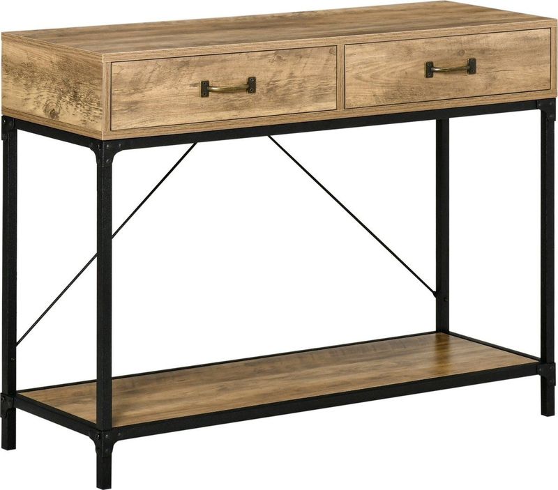 Haltafel - Sidetable - Industriëel - Hout - 100L x 35B x 76,5H cm
