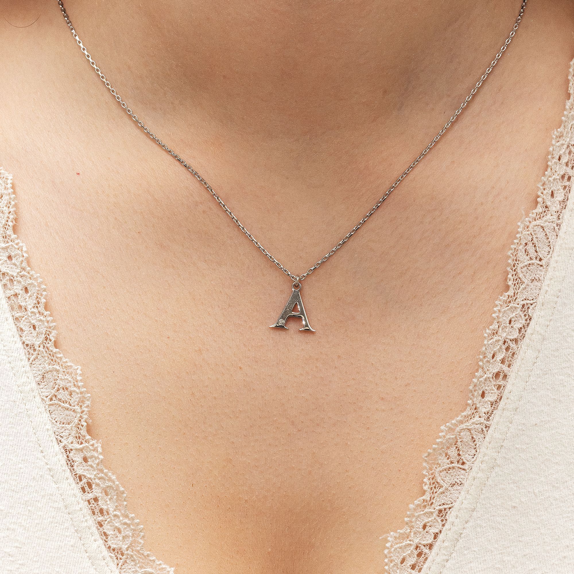 Diamonds by Ellen K. Halskette Silber 925 mit 1x Diamant 0,008ct. Buchstabe A