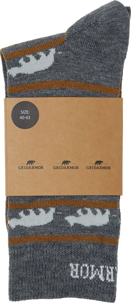 Gridarmor Striped Bear Merino Socks Grey/Beige/White