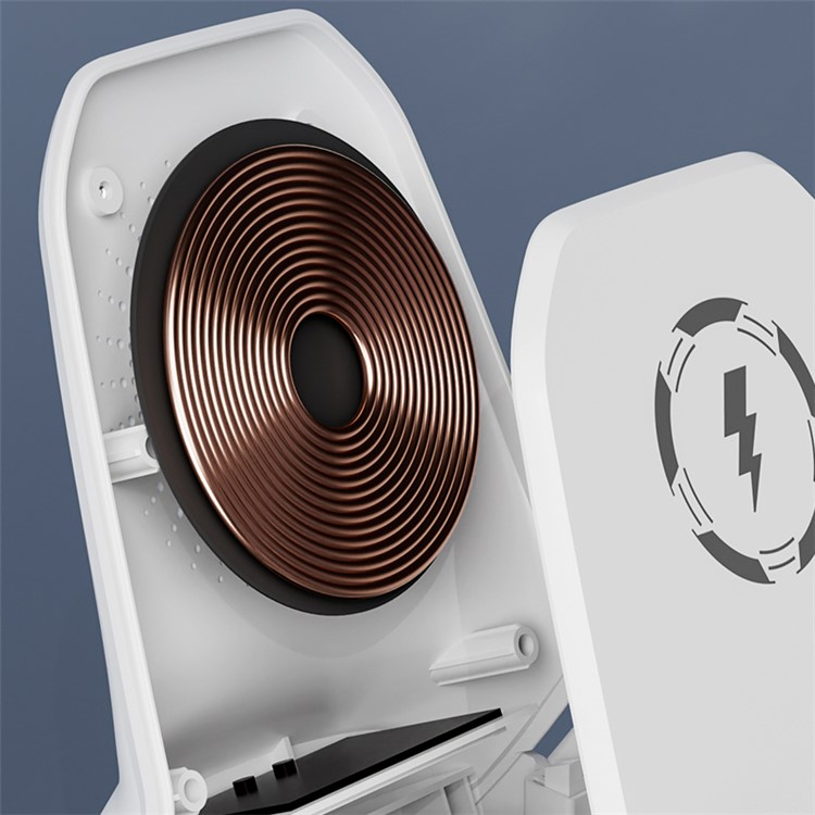 (15W) Magnetischer Wireless Charger Induktionsladegerät Ladestation mit Lightning / USB C / MIcro USB Adapter - Weiss