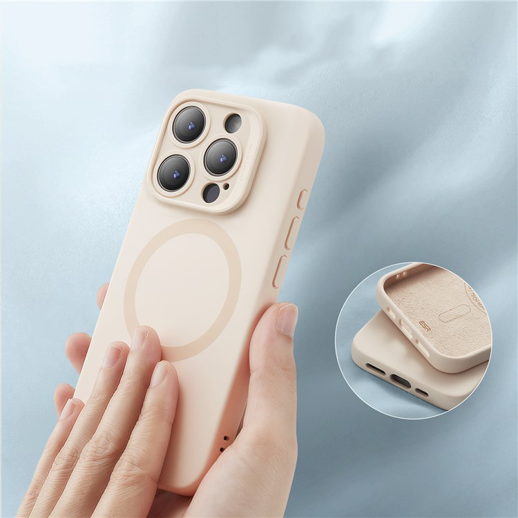 iPhone 15 Pro Max Cloud Series MagSafe Silikon Case Hülle mit Kameraschutz - Beige