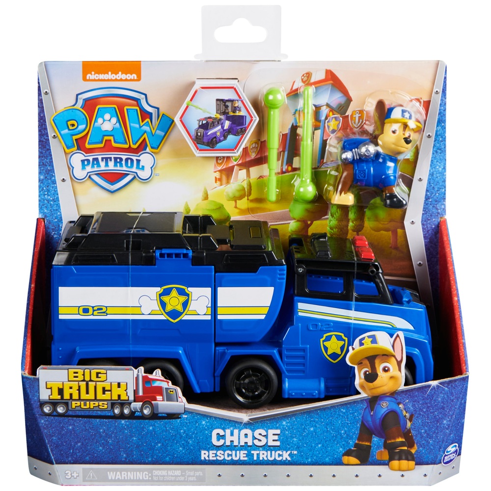 PAW Patrol, Big Truck Pup's Chase – Verwandlungs-Spielzeug-Trucks mit Actionfigur
