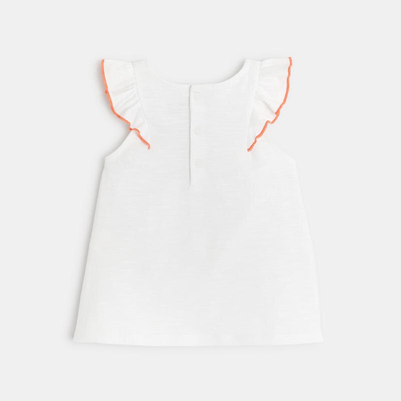 Débardeur à volants kangourou blanc bébé fille Blanc
