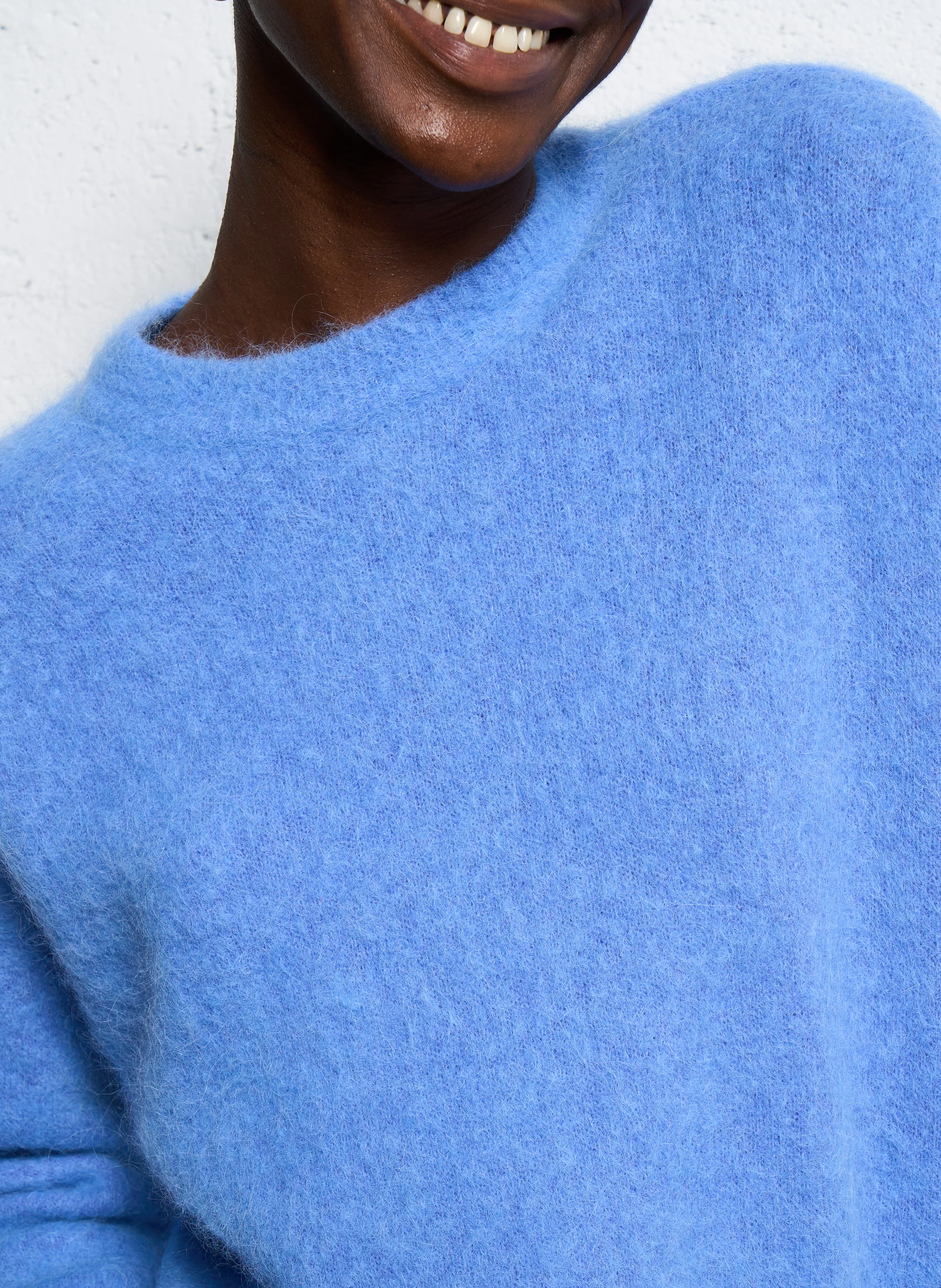 KADIZE - Pull col rond en laine mélangée | Bleu