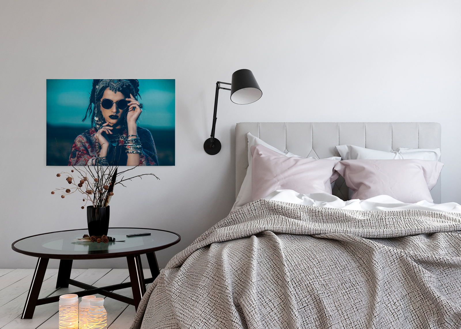 Leinwandbild LA BOHÉME - blau-beige - 90x60 cm