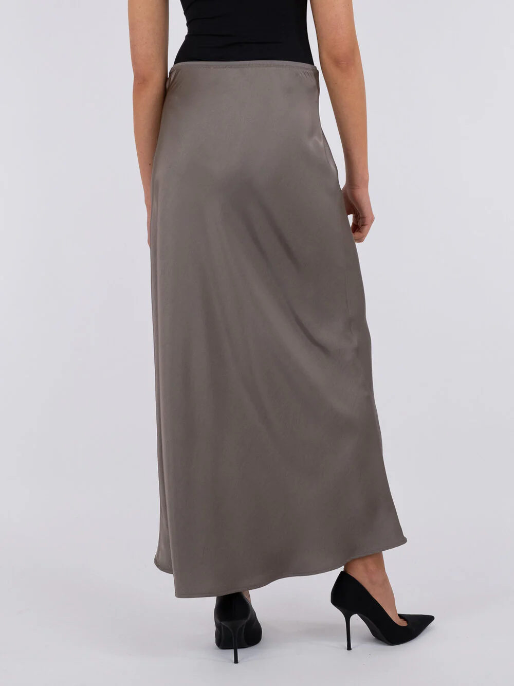 Neo Noir  Vicky Heavy Sateen nederdel - Warm Grey