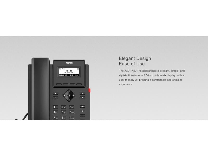 Fanvil Tischtelefon X301P Schwarz X301P IP-Telefon der Einstiegsklasse