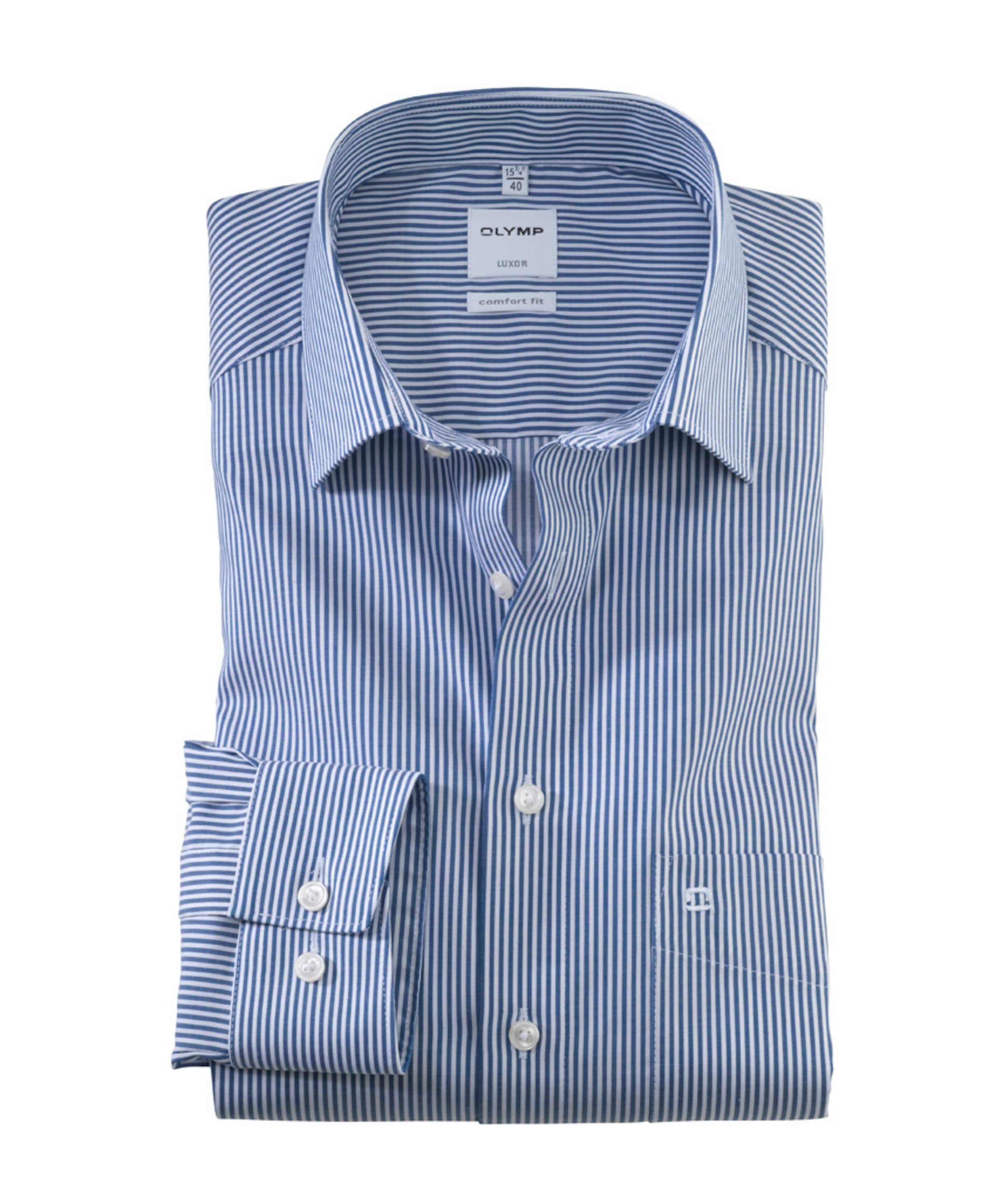 Olymp Comfort Fit Luxor Heren overhemd lange mouw blauw