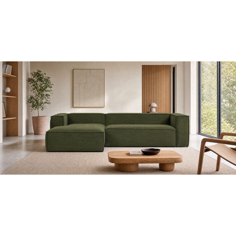 Canapé Blok 3 places vert méridienne à gauche 300 cm