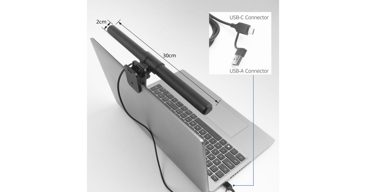 ACT ConnectivityDimbare clip-on laptop LED-lichtbalk led-bar  (Zwart, USB-voeding, 3000K-6500K)