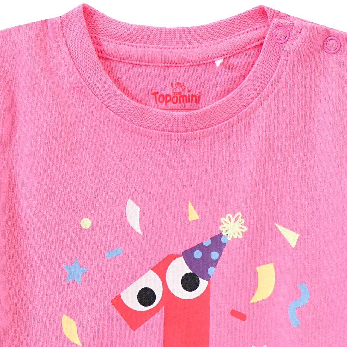 Topomini Baby T-Shirt mit Geburtstagszahl 1 pink