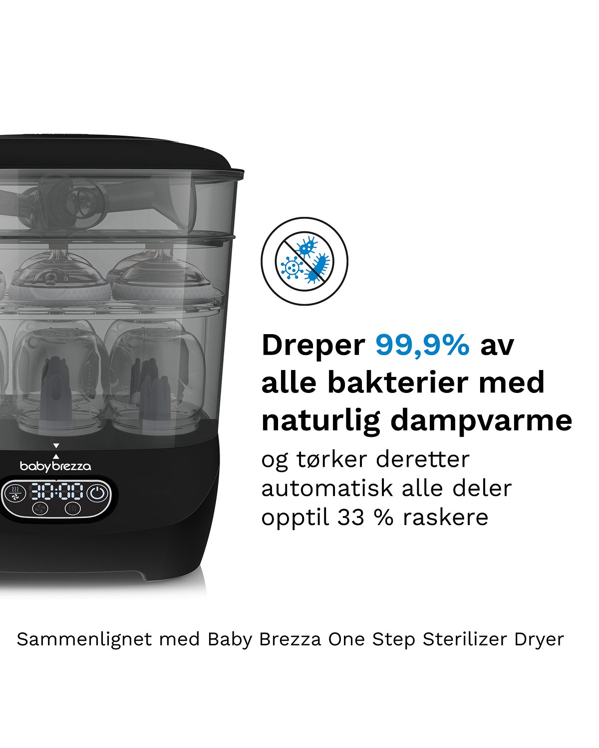 Baby Brezza Sterilizer Dryer Advanced | Sterilisator med Tørk – Stor
