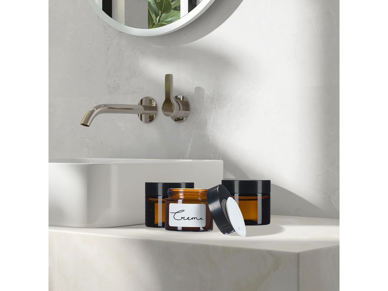 relaxdays Braunglas Salbentiegel 60 ml, 12 Stück Zur Aufbewahrung von selbst gemachten Cremes, Salben oder ätherischen Ölen
