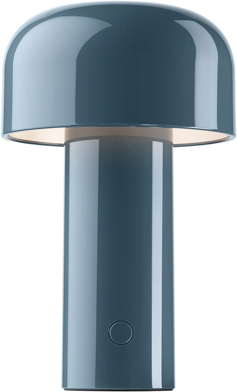 Flos Bellhop Tischleuchte Akku Aufladbar Polykarbonat Grey Blue, Maße: 12,5cm x 21cm, F1060014, Blau-grau, 21 cm