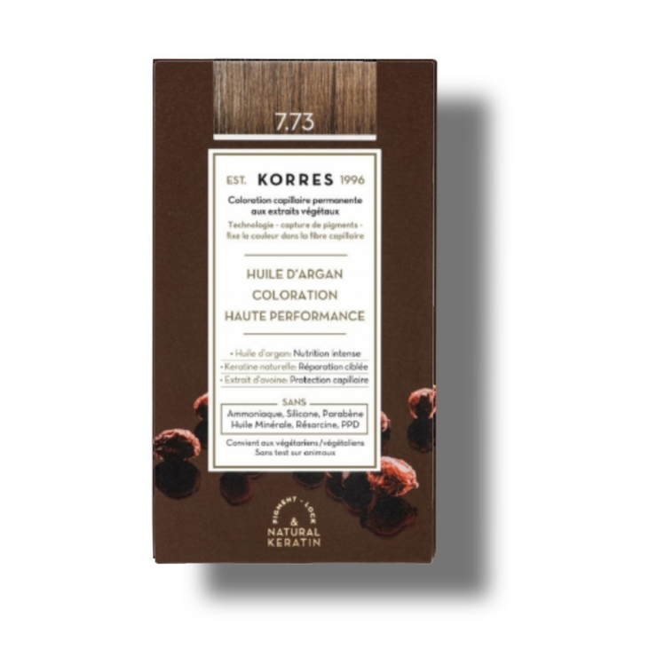 Korres coloration permanente huile d'Argan 7.73 Doré Moka