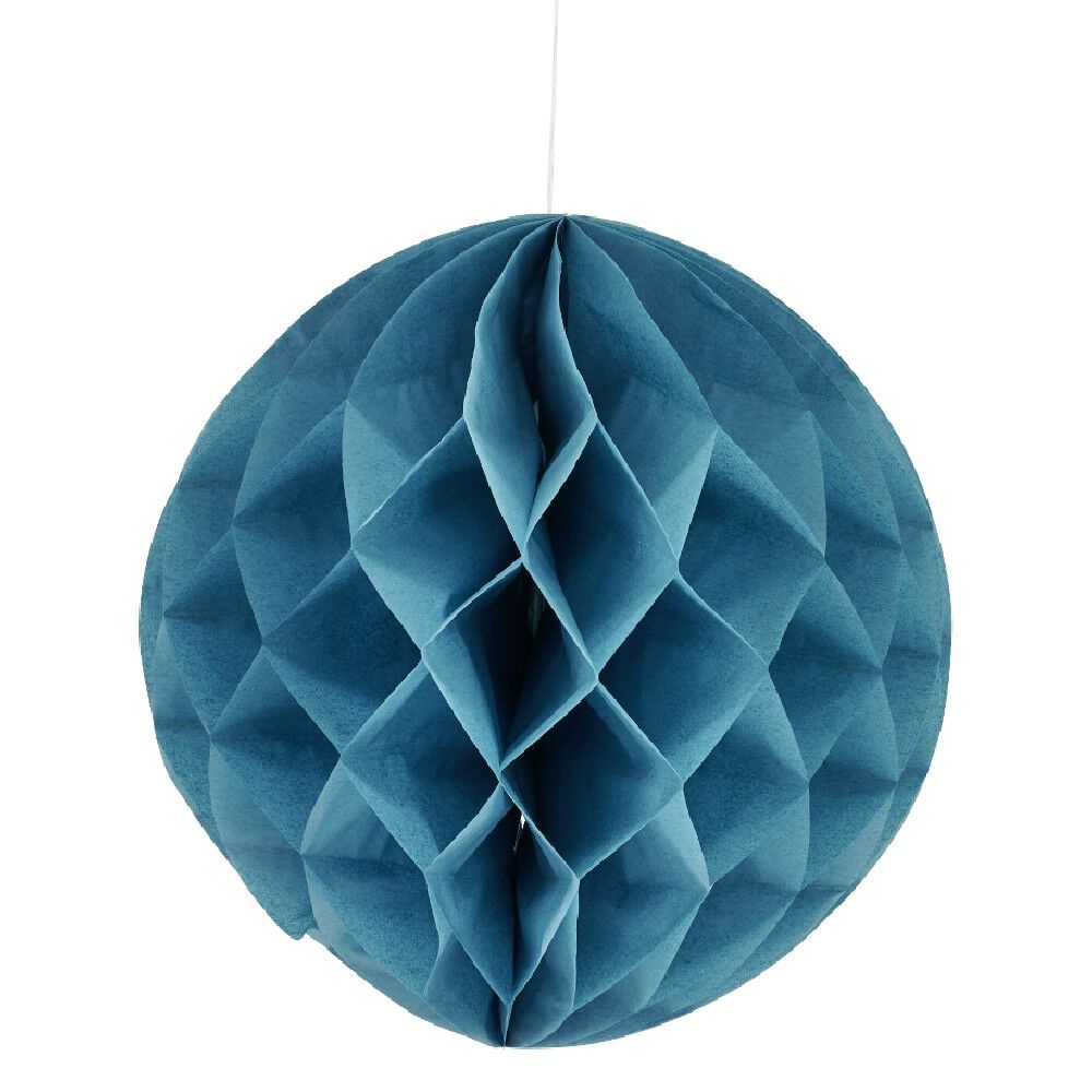 Suspension boule en papier bleu