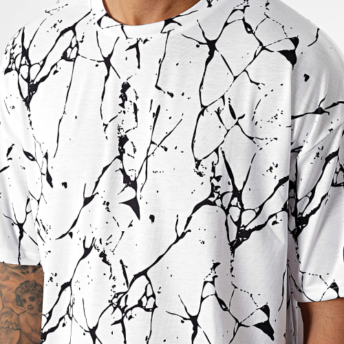 Tee Shirt Oversize Large Imprimé 2646 Marble Blanc