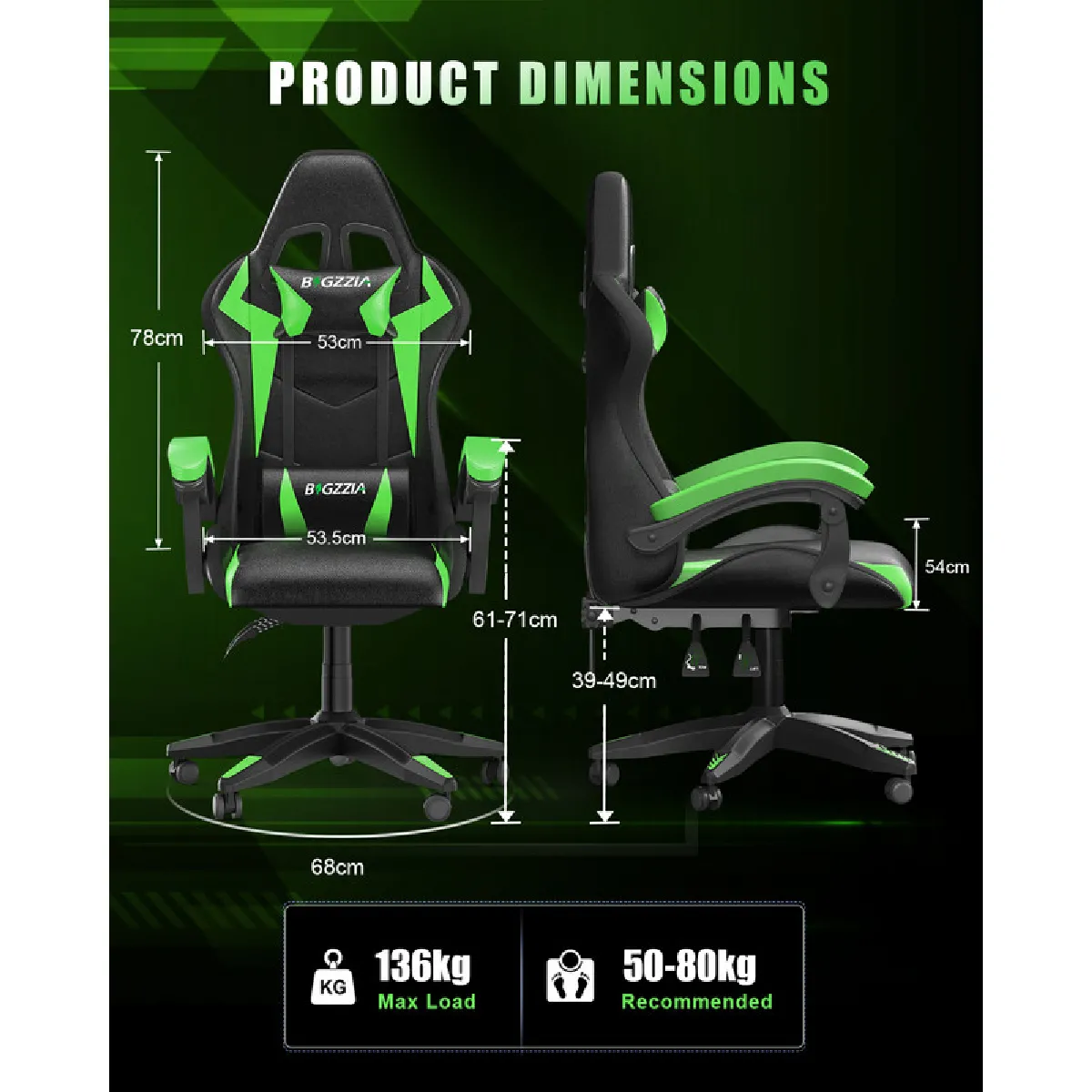 Rattantree Chaise Gaming LED - Noir/Grena